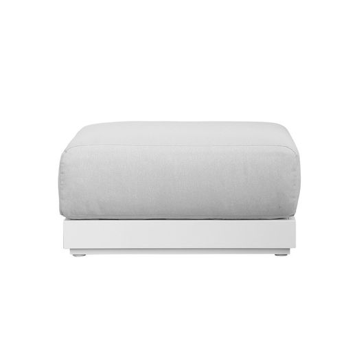 Aluminum and fabric pouf in white and light gray, 70 x 83 x 90 cm | Onyx
