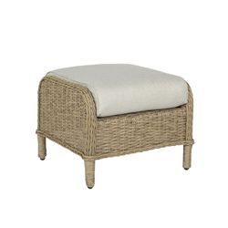 Aluminum and synthetic rattan garden pouf in natural, 55 x 53 x 44 cm | Oregon