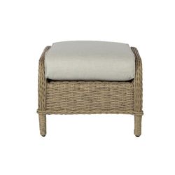 Aluminum and synthetic rattan garden pouf in natural, 55 x 53 x 44 cm | Oregon