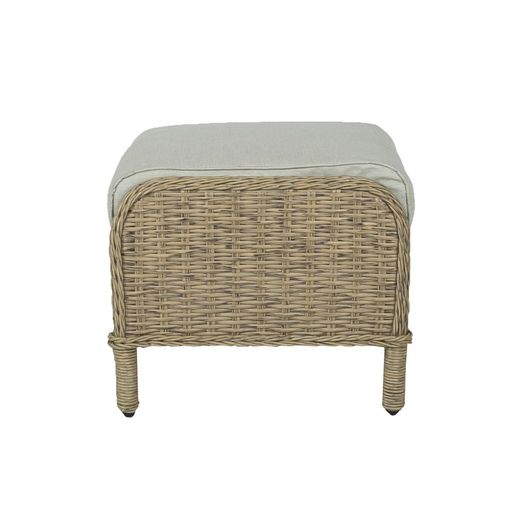 Aluminum and synthetic rattan garden pouf in natural, 55 x 53 x 44 cm | Oregon