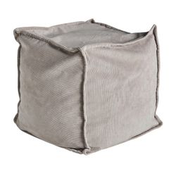 Pouf en velours côtelé gris, 45 x 45 x 40 cm | C'est