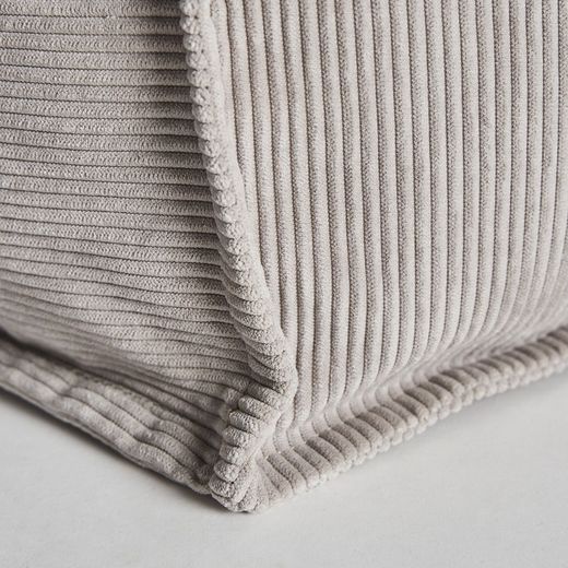 Pouf en velours côtelé gris, 45 x 45 x 40 cm | C'est
