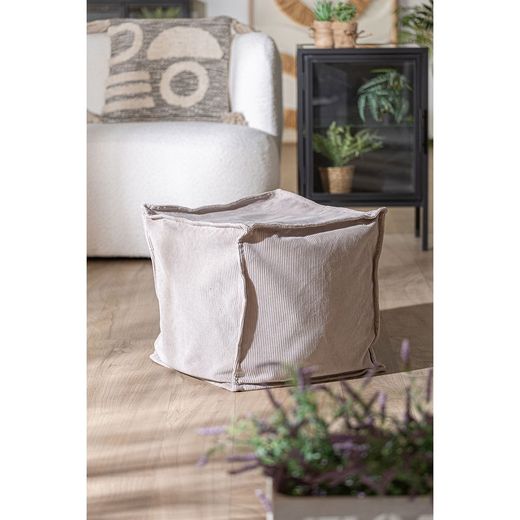 Pouf en velours côtelé gris, 45 x 45 x 40 cm | C'est
