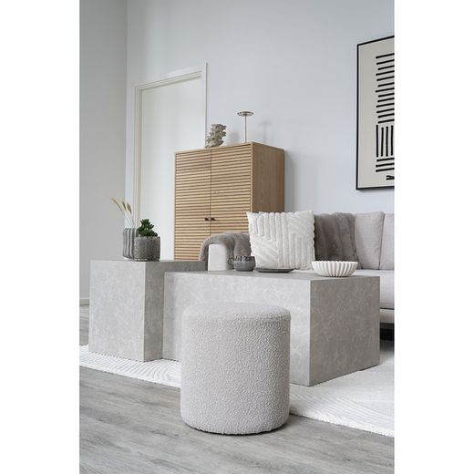 Pouf en tissu bouclé beige, 34 x 34 x 36 cm | Ejby