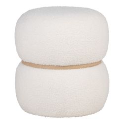 White bouclé fabric pouf, 38 x 38 x 41 cm | Milford