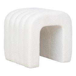 White bouclé fabric pouf, 41 x 35 x 36.5 cm | Colma