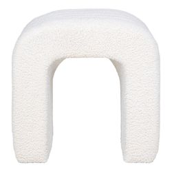 White bouclé fabric pouf, 41 x 35 x 36.5 cm | Colma