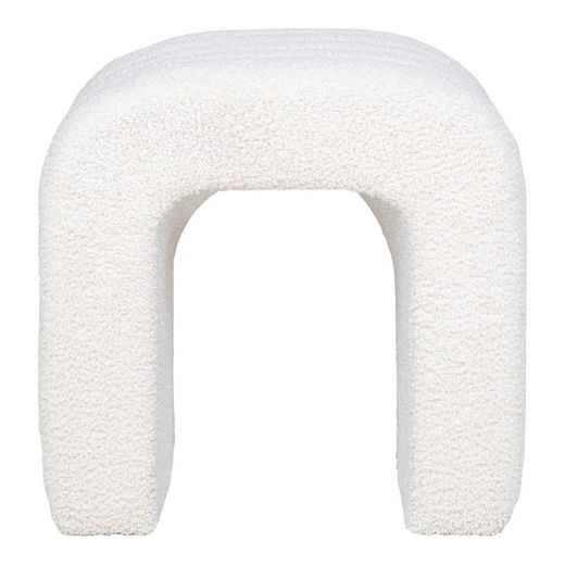 White bouclé fabric pouf, 41 x 35 x 36.5 cm | Colma