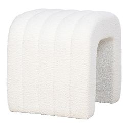 White bouclé fabric pouf, 41 x 35 x 36.5 cm | Colma