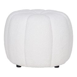 Bouclé fabric pouf in white, 48 x 48 x 38 cm | Paisley