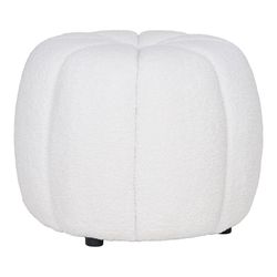 Bouclé fabric pouf in white, 48 x 48 x 38 cm | Paisley