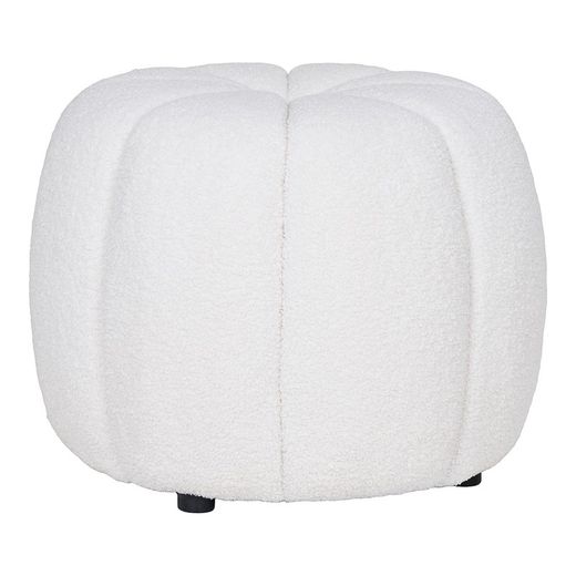 Bouclé fabric pouf in white, 48 x 48 x 38 cm | Paisley