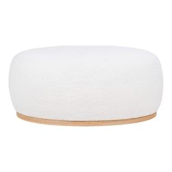 Bouclé fabric pouf in white, 88.5 x 54.5 x 36 cm | Manhattan