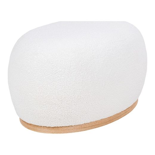 Bouclé fabric pouf in white, 88.5 x 54.5 x 36 cm | Manhattan