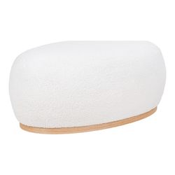 Bouclé fabric pouf in white, 88.5 x 54.5 x 36 cm | Manhattan