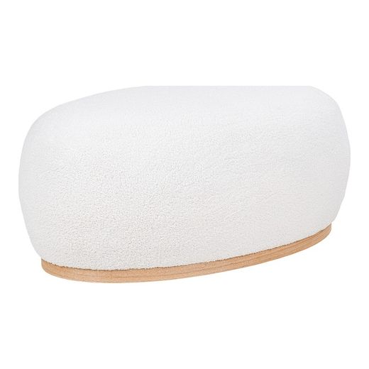 Bouclé fabric pouf in white, 88.5 x 54.5 x 36 cm | Manhattan
