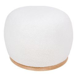 Bouclé fabric pouf in white, 88.5 x 54.5 x 36 cm | Manhattan