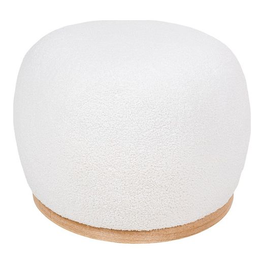 Bouclé fabric pouf in white, 88.5 x 54.5 x 36 cm | Manhattan