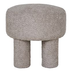 Bouclé fabric pouf in gray, 43 x 43 x 43 cm | Canberra