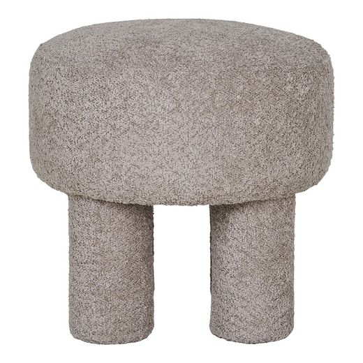 Bouclé fabric pouf in gray, 43 x 43 x 43 cm | Canberra