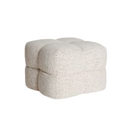 Puff de tejido en beige, 56 x 56 x 42 cm | Block