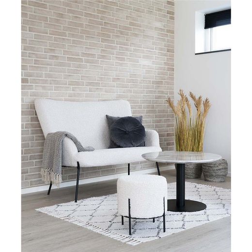 Sherpa Pouf in White, 35.5 x 35.5 x 37 cm | Alford