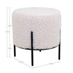 Pouf in tessuto Sherpa bianco, 35,5 x 35,5 x 37 cm | Alford