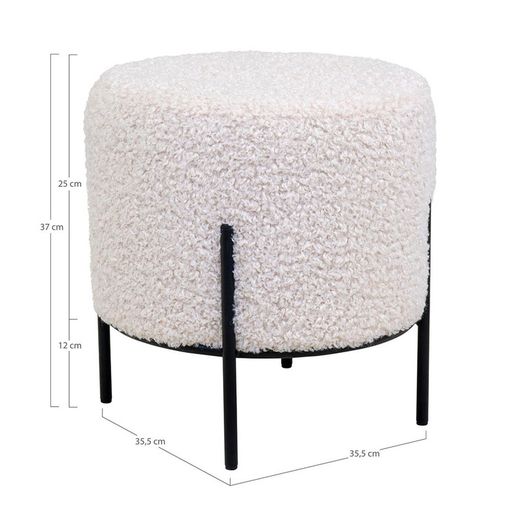 Sherpa Pouf in White, 35.5 x 35.5 x 37 cm | Alford