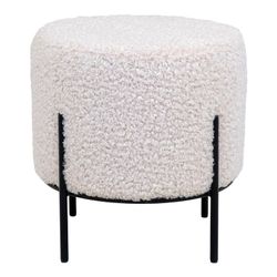 Pouf in tessuto Sherpa bianco, 35,5 x 35,5 x 37 cm | Alford