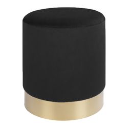 Black velvet pouf, 34 x 34 x 43 cm | Gamby