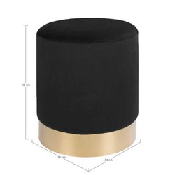 Black velvet pouf, 34 x 34 x 43 cm | Gamby