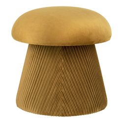 Velvet pouf in ochre, 39 x 39 x 42 cm | Hampton