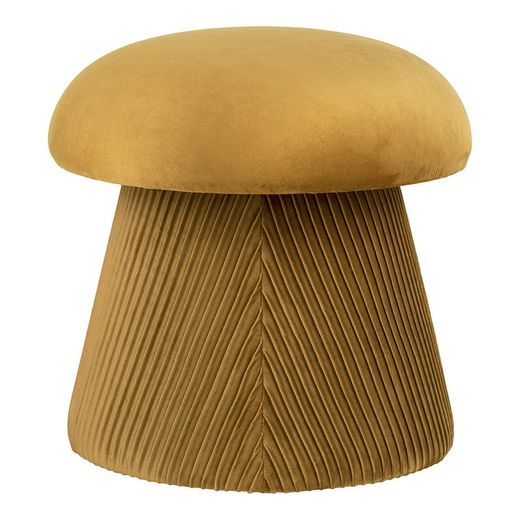 Velvet pouf in ochre, 39 x 39 x 42 cm | Hampton