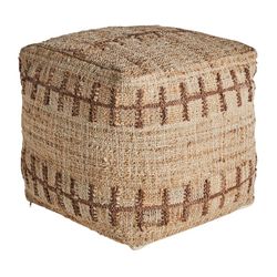 Jute Mittet Puff in Braun, 48 x 48 x 43 cm