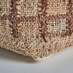 Jute Mittet Puff in Braun, 48 x 48 x 43 cm