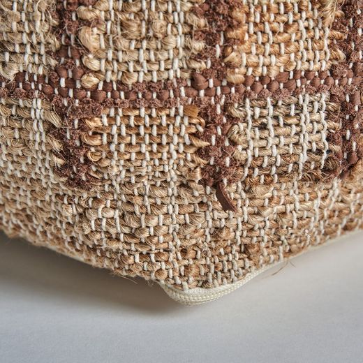 Jute Mittet Puff in Braun, 48 x 48 x 43 cm
