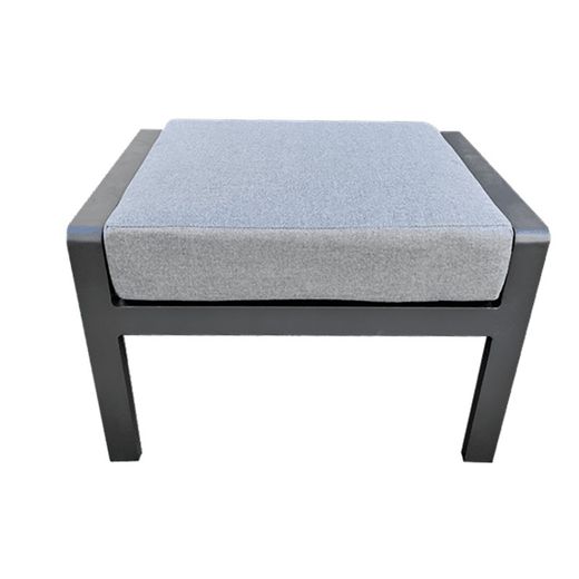Buiten voetenbankje van aluminium en stof in antraciet en middengrijs, 65 x 57 x 43 cm | Albury