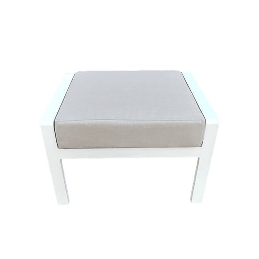 Udendørs fodskammel i aluminium og stof i hvid og lysegrå, 65 x 57 x 43 cm | Albury