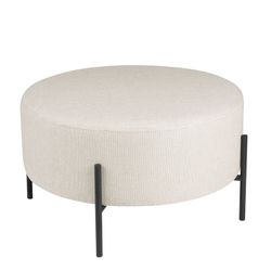 Puff upholstered in beige, Ø60x35cm