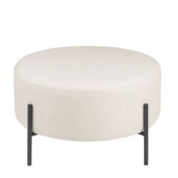 Puff upholstered in beige, Ø60x35cm