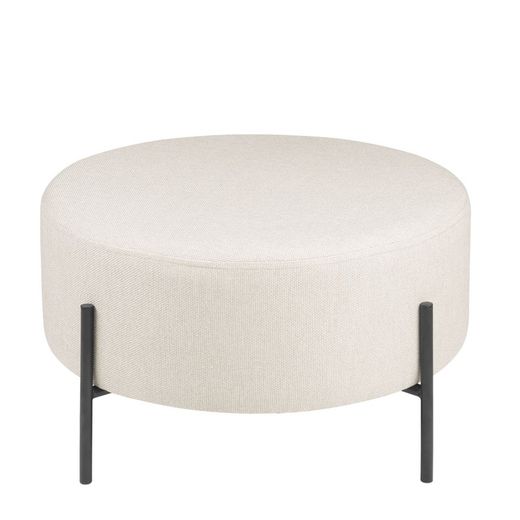 Puff upholstered in beige, Ø60x35cm