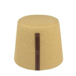 Puff upholstered in mustard, Ø36x39cm