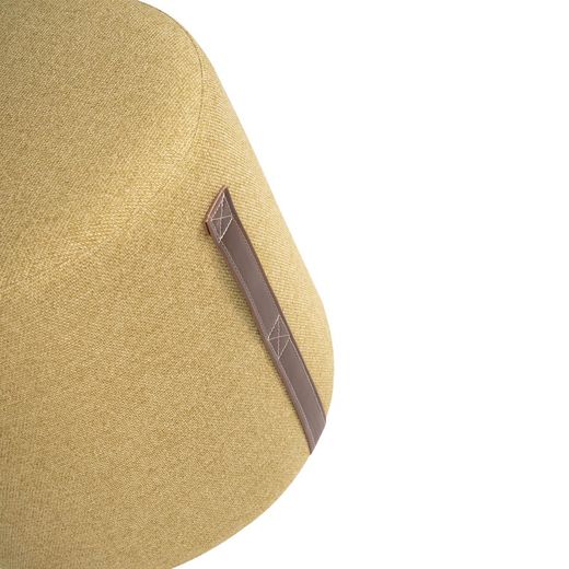 Puff upholstered in mustard, Ø36x39cm