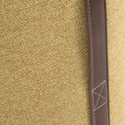 Puff upholstered in mustard, Ø36x39cm