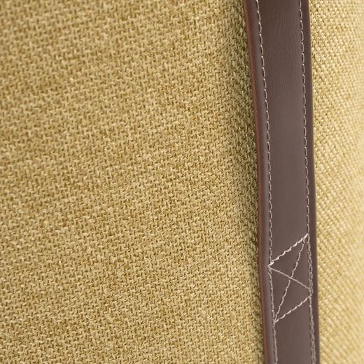 Puff upholstered in mustard, Ø36x39cm