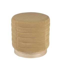 Puff upholstered in mustard, Ø39x39cm