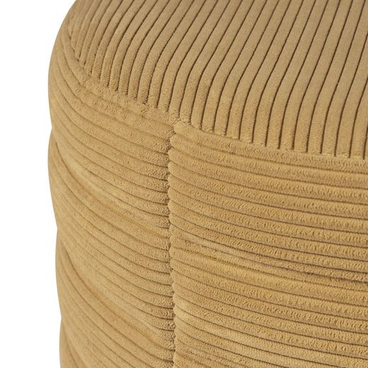 Puff upholstered in mustard, Ø39x39cm