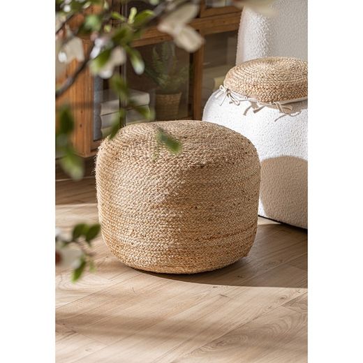 Pouf en jute en couleur naturelle, Ø 51 x 41 cm | Thiesi