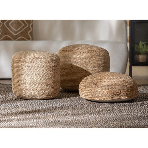 Pouf en jute en couleur naturelle, Ø 51 x 41 cm | Thiesi