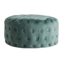 Puff de tercipelo agua marina  Ø 80 x 41 cm | Todi